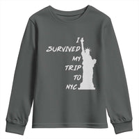 Funny New York City Travel Graphic Youth Sweatshirt I Survived My Trip To NYC