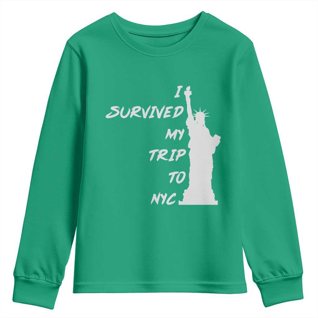 Funny New York City Travel Graphic Youth Sweatshirt I Survived My Trip To NYC