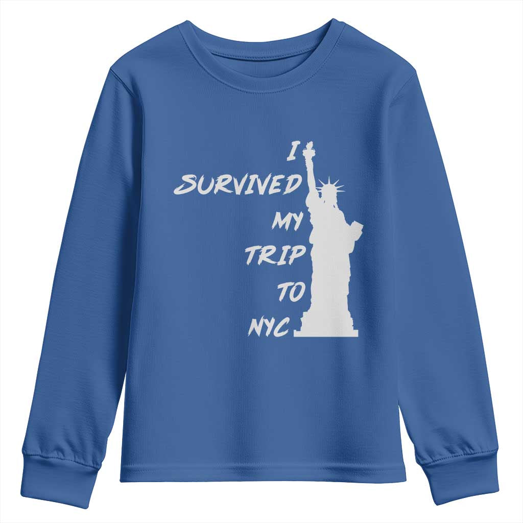 Funny New York City Travel Graphic Youth Sweatshirt I Survived My Trip To NYC