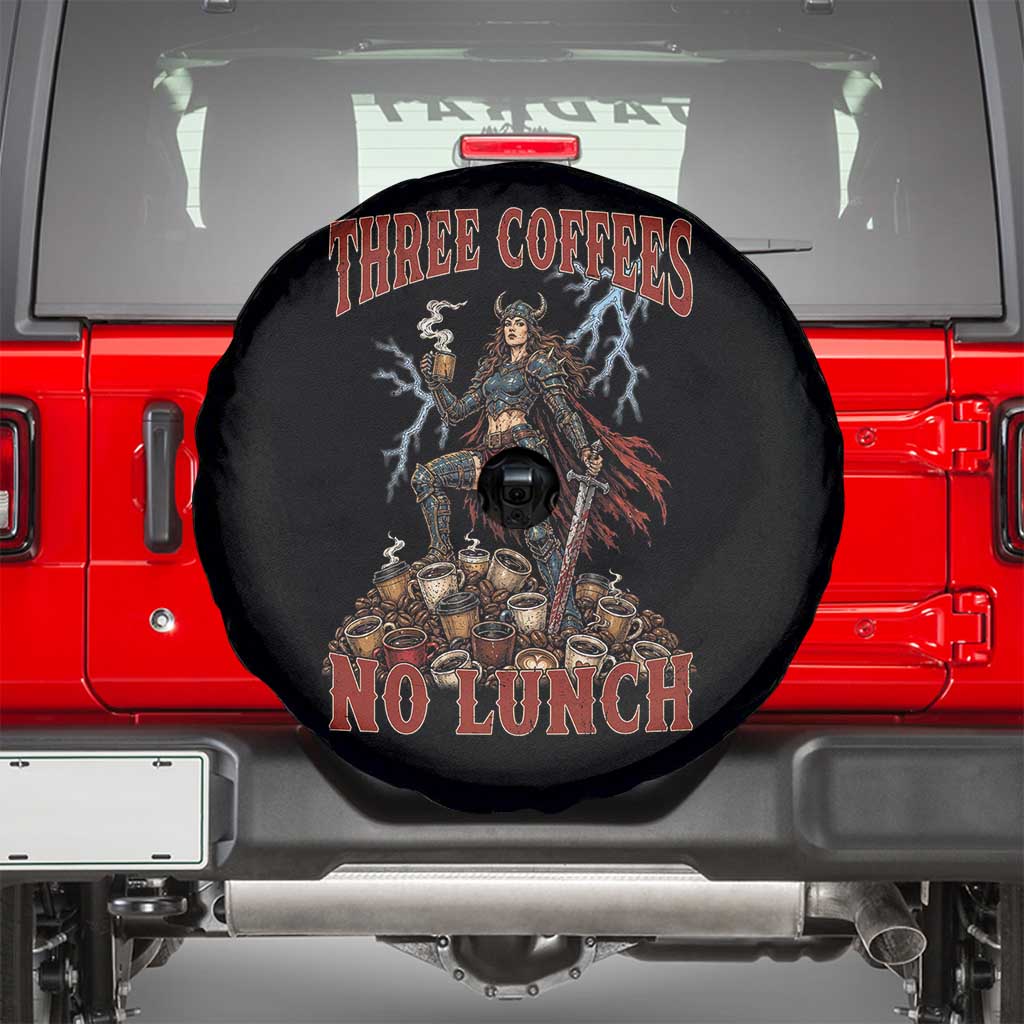 Funny Medieval Knight Worker Meme Spare Tire Cover Three Coffees No Lunch Valkyrie Coffee Lover