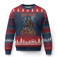 Funny Medieval Knight Worker Meme Ugly Christmas Sweater Three Coffees No Lunch Valkyrie Coffee Lover