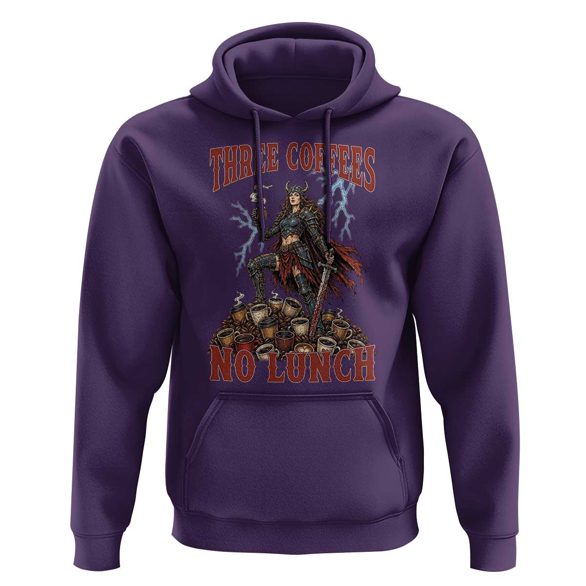 Funny Medieval Knight Worker Meme Hoodie Three Coffees No Lunch Valkyrie Coffee Lover