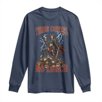 Funny Medieval Knight Worker Meme Long Sleeve Shirt Three Coffees No Lunch Valkyrie Coffee Lover