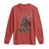 Funny Medieval Knight Worker Meme Long Sleeve Shirt Three Coffees No Lunch Valkyrie Coffee Lover