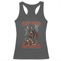 Funny Medieval Knight Worker Meme Racerback Tank Top Three Coffees No Lunch Valkyrie Coffee Lover