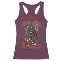 Funny Medieval Knight Worker Meme Racerback Tank Top Three Coffees No Lunch Valkyrie Coffee Lover