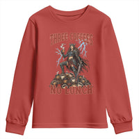 Funny Medieval Knight Worker Meme Youth Sweatshirt Three Coffees No Lunch Valkyrie Coffee Lover