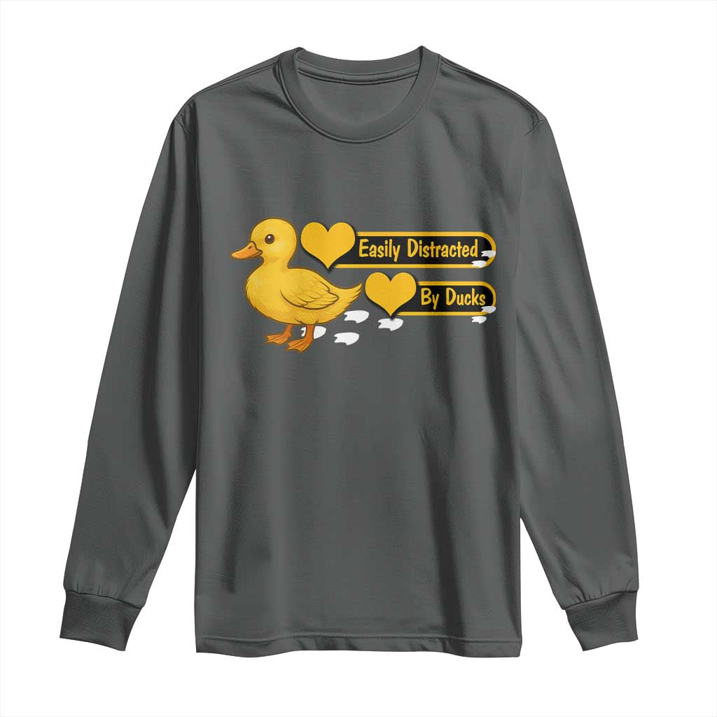 Funny Duck Lover Gift Long Sleeve Shirt Easily Distracted By Ducks - Wonder Print Shop