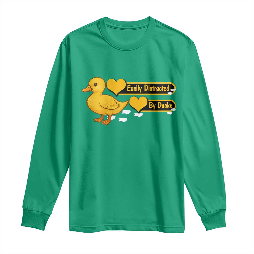 Funny Duck Lover Gift Long Sleeve Shirt Easily Distracted By Ducks - Wonder Print Shop