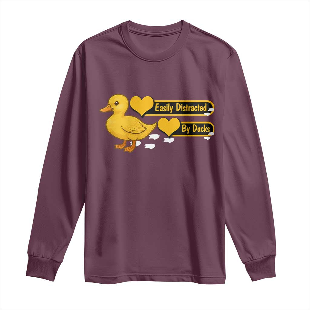 Funny Duck Lover Gift Long Sleeve Shirt Easily Distracted By Ducks - Wonder Print Shop