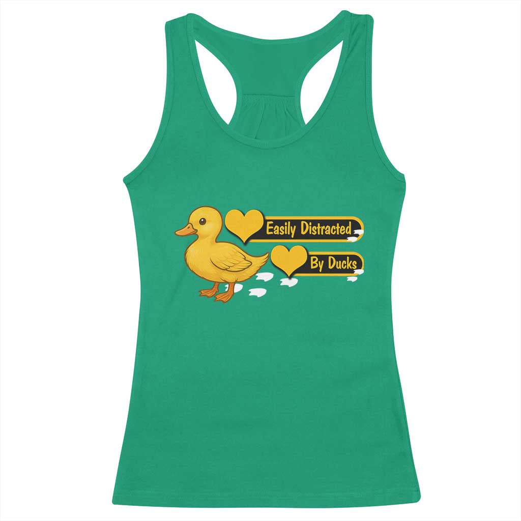 Funny Duck Lover Gift Racerback Tank Top Easily Distracted By Ducks - Wonder Print Shop