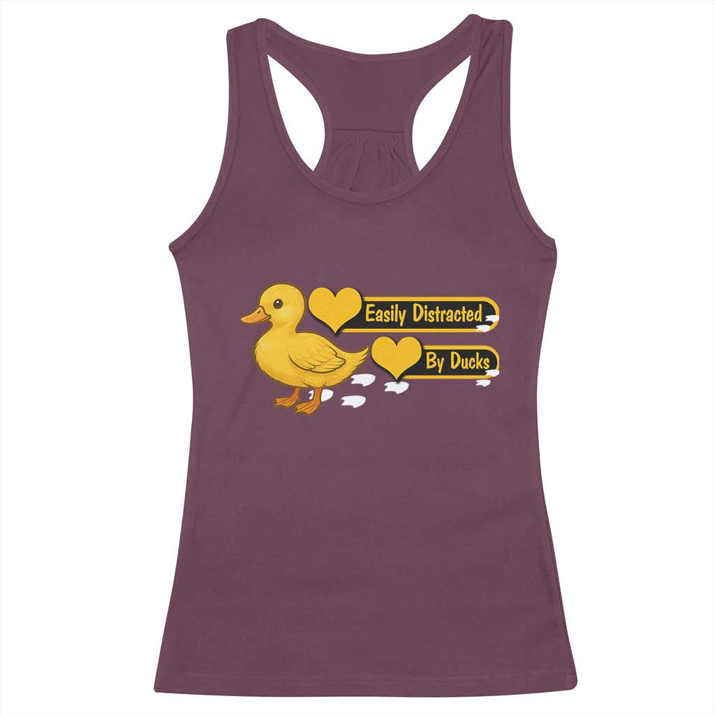 Funny Duck Lover Gift Racerback Tank Top Easily Distracted By Ducks - Wonder Print Shop