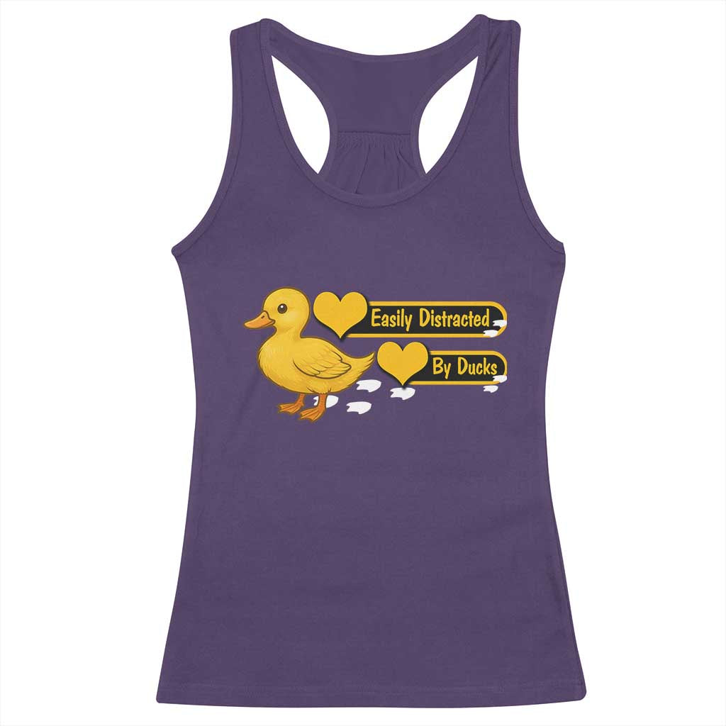 Funny Duck Lover Gift Racerback Tank Top Easily Distracted By Ducks - Wonder Print Shop