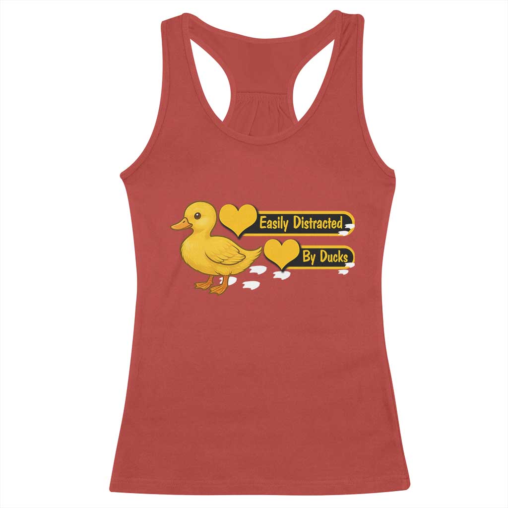 Funny Duck Lover Gift Racerback Tank Top Easily Distracted By Ducks - Wonder Print Shop