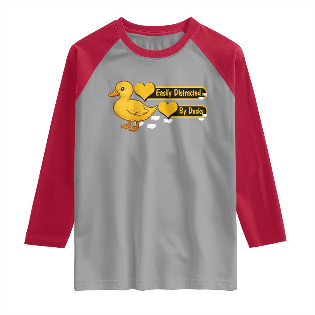 Funny Duck Lover Gift Raglan Shirt Easily Distracted By Ducks - Wonder Print Shop