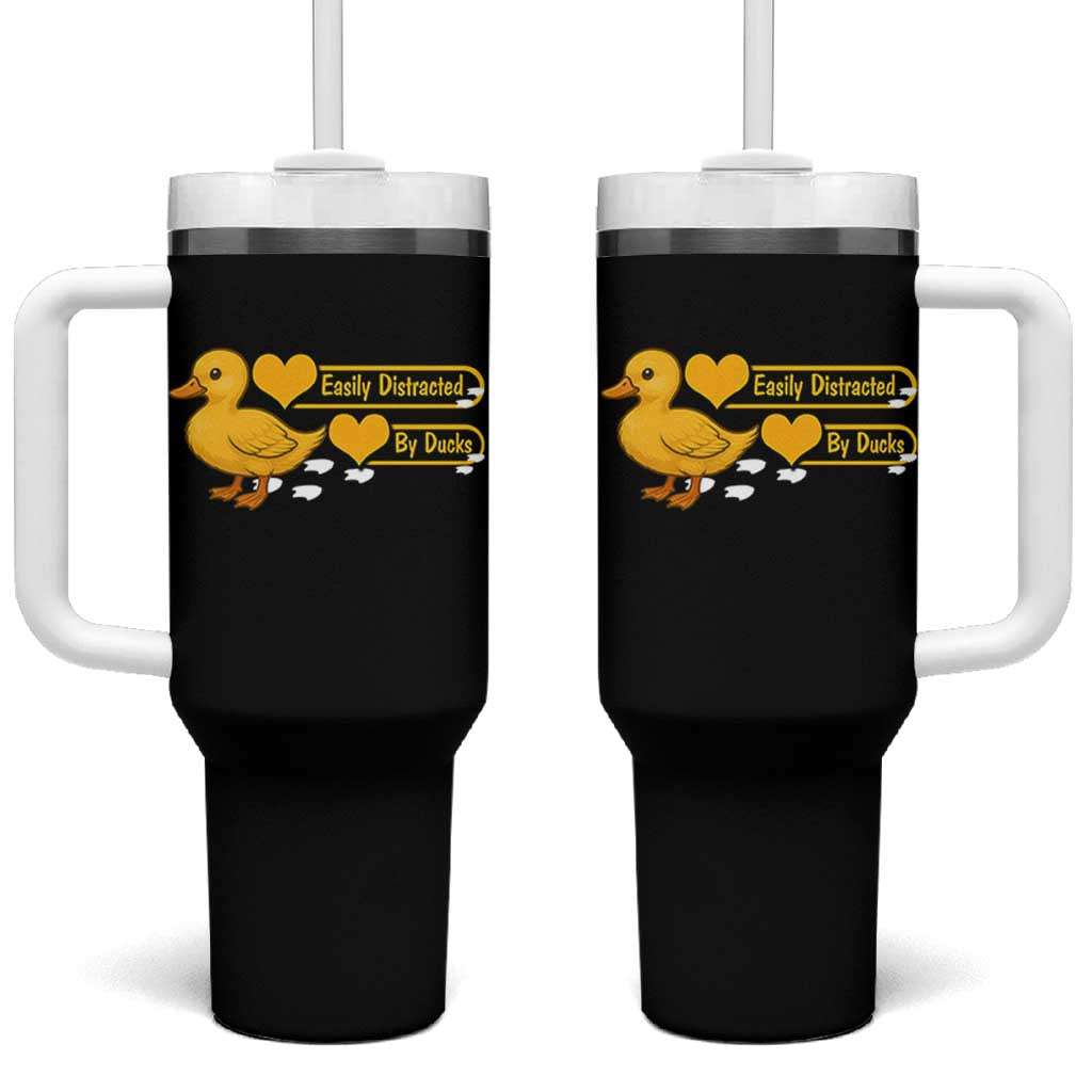 Funny Duck Lover Gift Tumbler With Handle Easily Distracted By Ducks