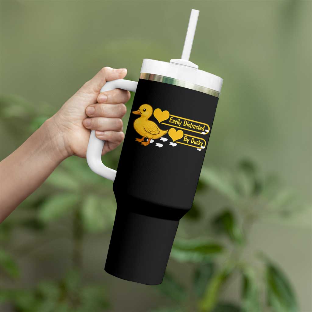 Funny Duck Lover Gift Tumbler With Handle Easily Distracted By Ducks