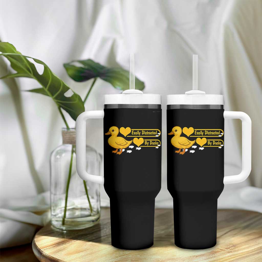 Funny Duck Lover Gift Tumbler With Handle Easily Distracted By Ducks
