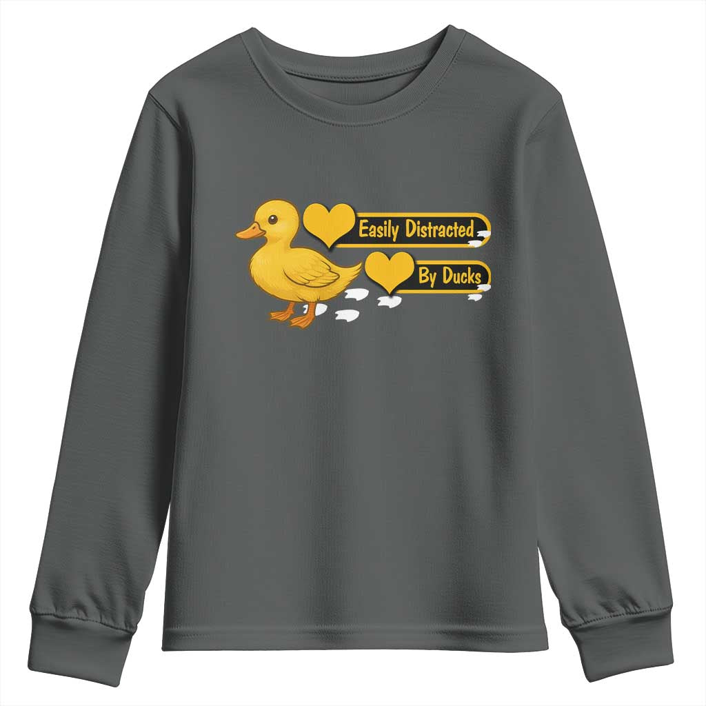 Funny Duck Lover Gift Youth Sweatshirt Easily Distracted By Ducks - Wonder Print Shop