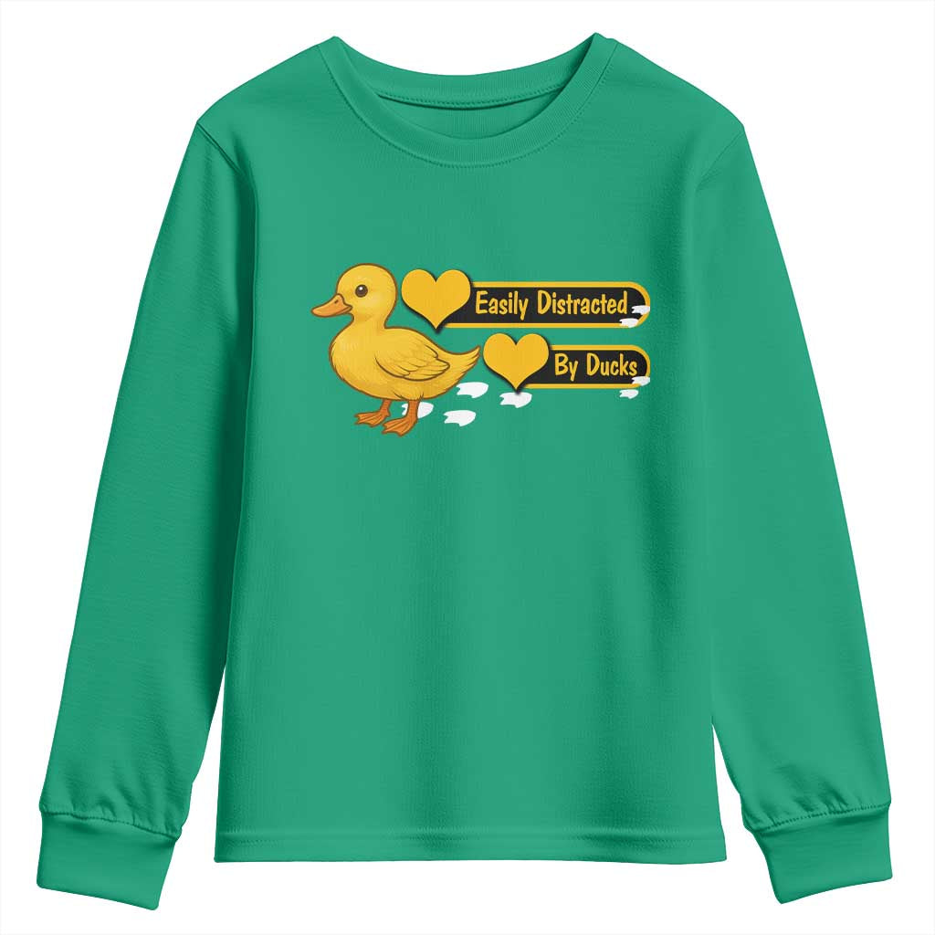 Funny Duck Lover Gift Youth Sweatshirt Easily Distracted By Ducks - Wonder Print Shop