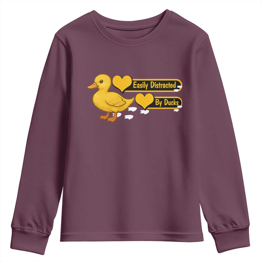 Funny Duck Lover Gift Youth Sweatshirt Easily Distracted By Ducks - Wonder Print Shop