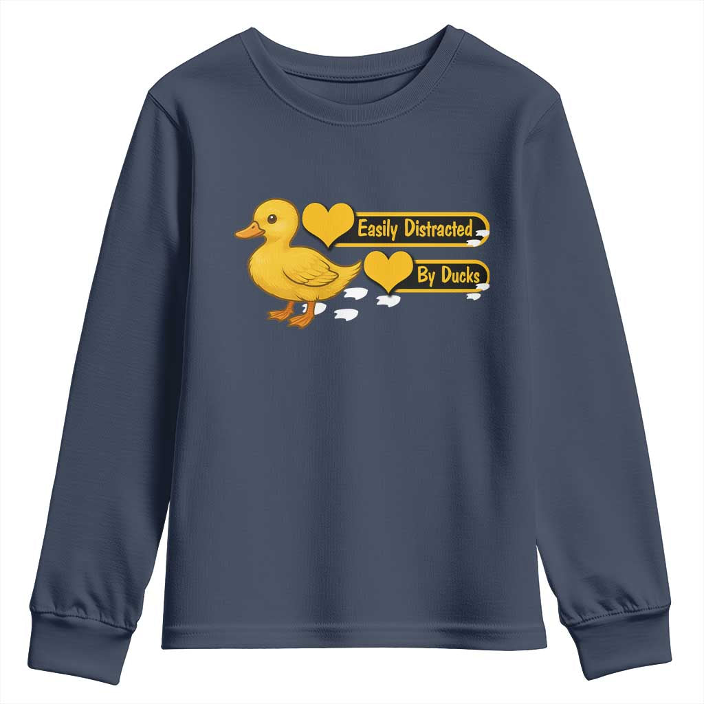 Funny Duck Lover Gift Youth Sweatshirt Easily Distracted By Ducks - Wonder Print Shop