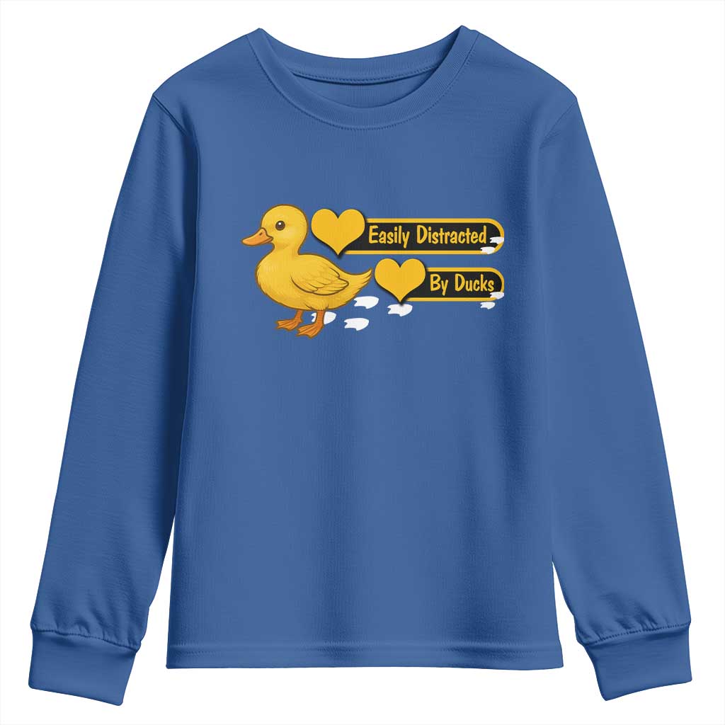Funny Duck Lover Gift Youth Sweatshirt Easily Distracted By Ducks - Wonder Print Shop