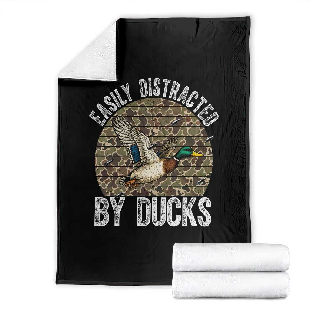 Duck Hunting Gift Throw Blanket Easily Distracted By Ducks - Wonder Print Shop