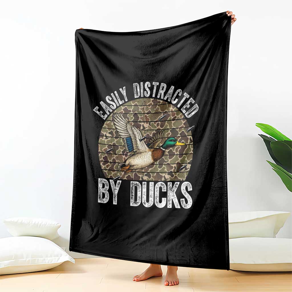 Duck Hunting Gift Throw Blanket Easily Distracted By Ducks - Wonder Print Shop