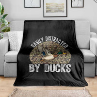 Duck Hunting Gift Throw Blanket Easily Distracted By Ducks - Wonder Print Shop