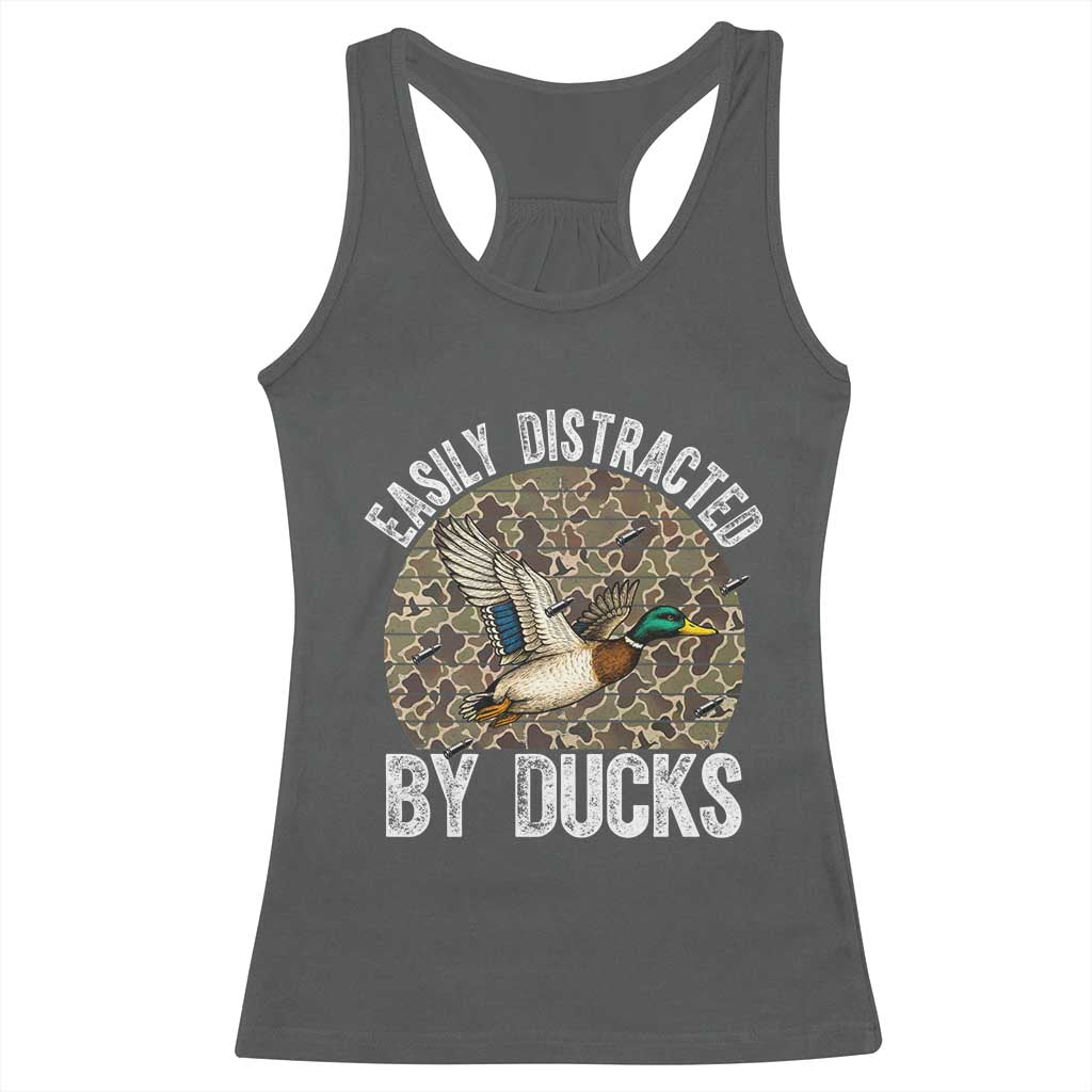 Duck Hunting Gift Racerback Tank Top Easily Distracted By Ducks - Wonder Print Shop