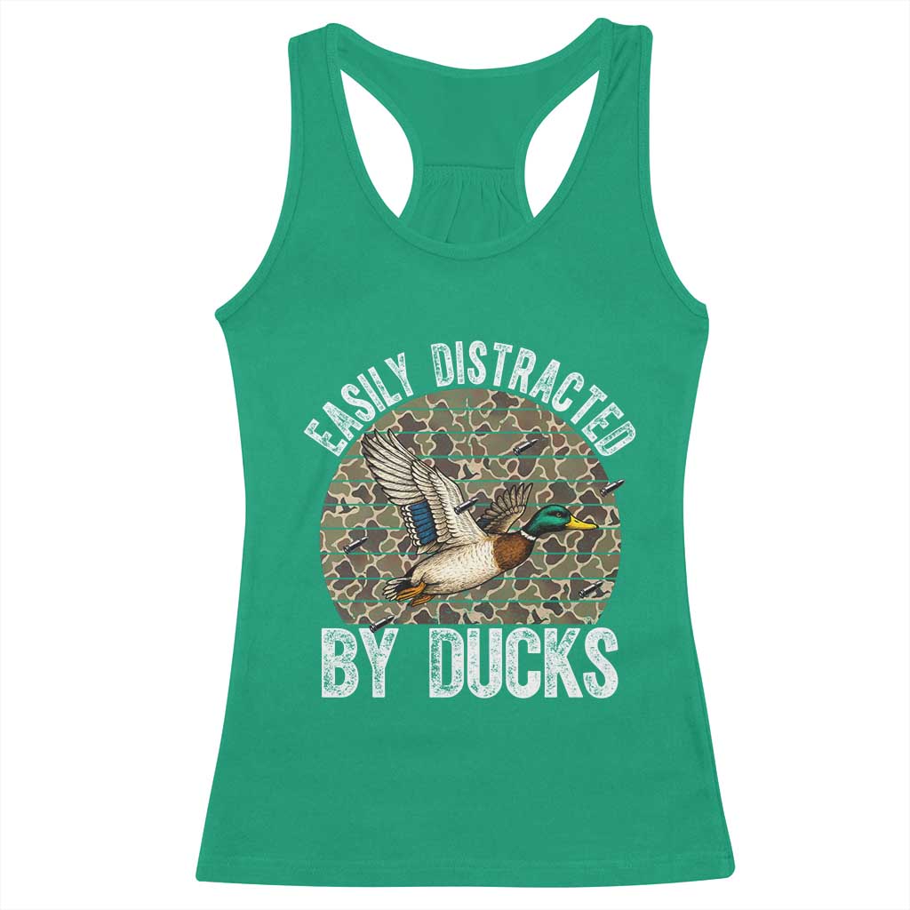 Duck Hunting Gift Racerback Tank Top Easily Distracted By Ducks - Wonder Print Shop