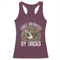 Duck Hunting Gift Racerback Tank Top Easily Distracted By Ducks - Wonder Print Shop
