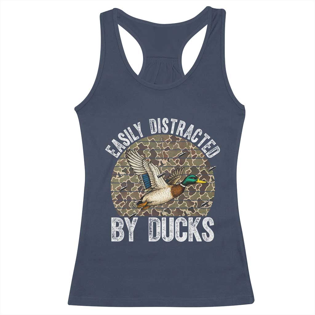 Duck Hunting Gift Racerback Tank Top Easily Distracted By Ducks - Wonder Print Shop
