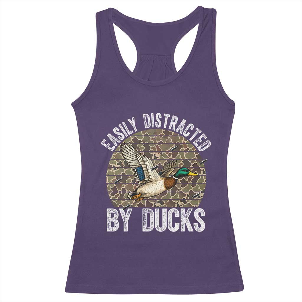 Duck Hunting Gift Racerback Tank Top Easily Distracted By Ducks - Wonder Print Shop