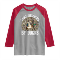 Duck Hunting Gift Raglan Shirt Easily Distracted By Ducks - Wonder Print Shop