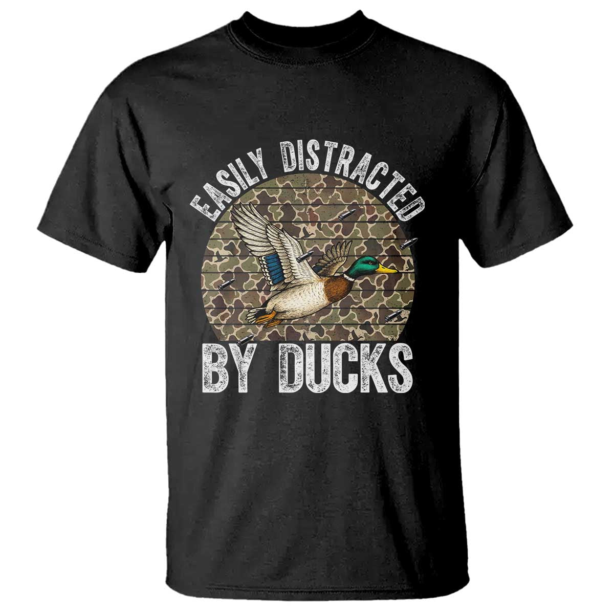 Duck Hunting Gift T Shirt Easily Distracted By Ducks - Wonder Print Shop