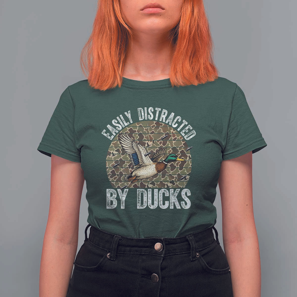 Duck Hunting Gift T Shirt For Women Easily Distracted By Ducks - Wonder Print Shop