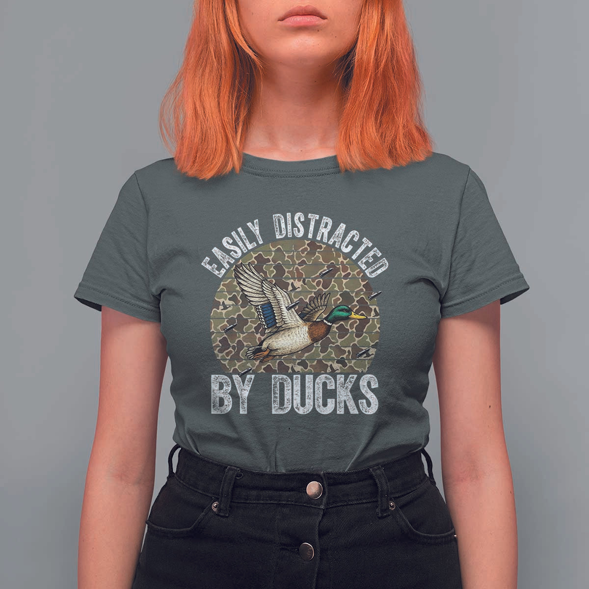 Duck Hunting Gift T Shirt For Women Easily Distracted By Ducks - Wonder Print Shop