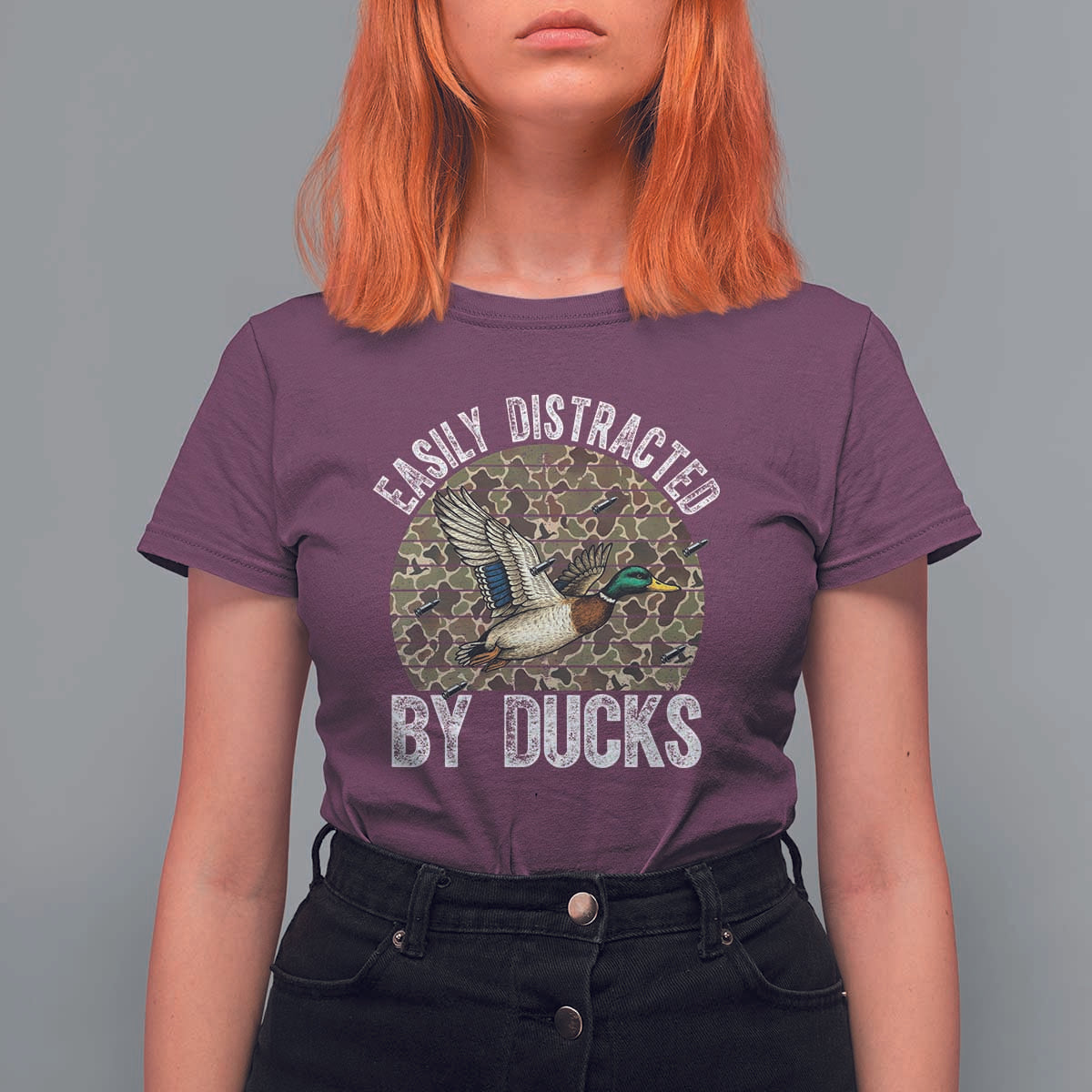 Duck Hunting Gift T Shirt For Women Easily Distracted By Ducks - Wonder Print Shop