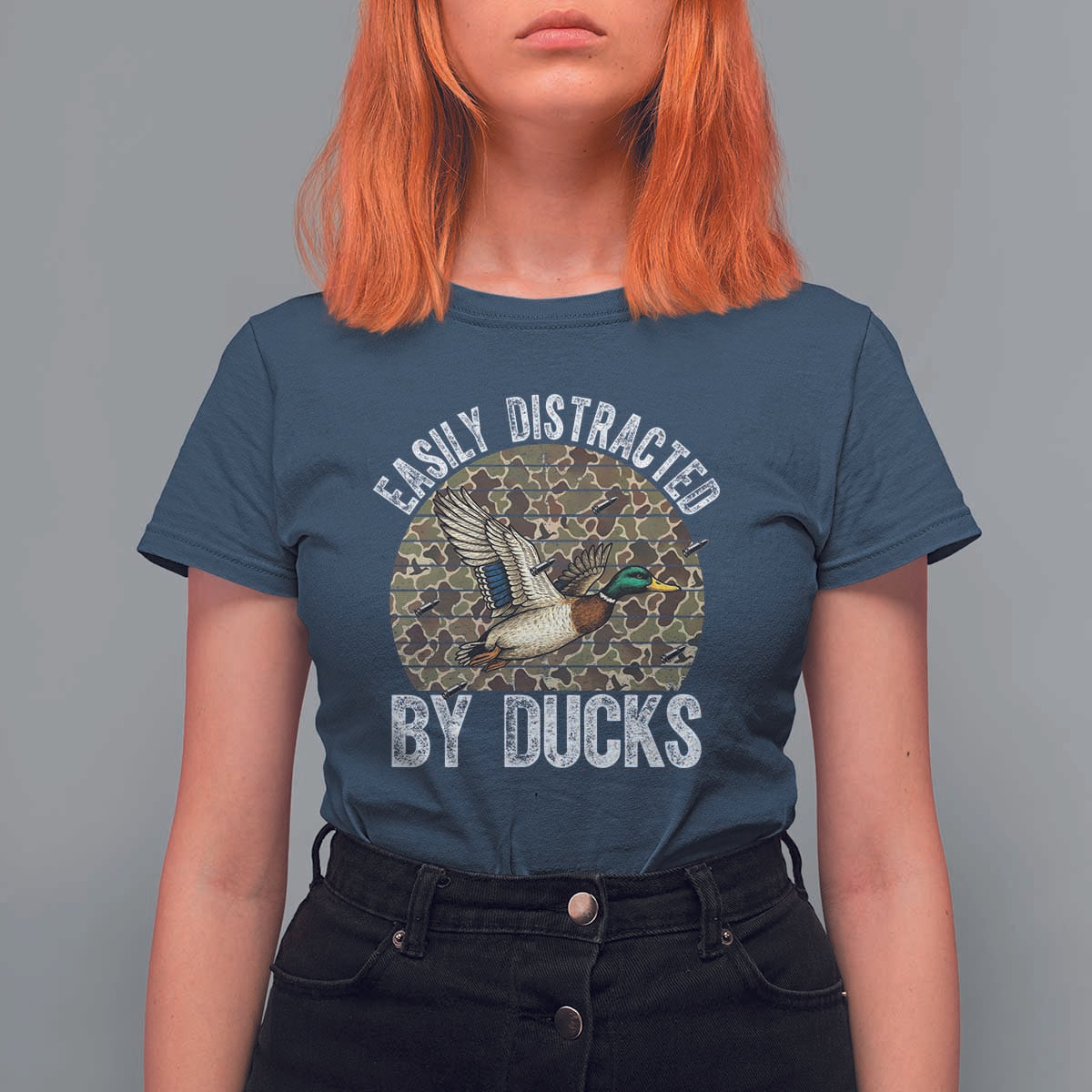 Duck Hunting Gift T Shirt For Women Easily Distracted By Ducks - Wonder Print Shop