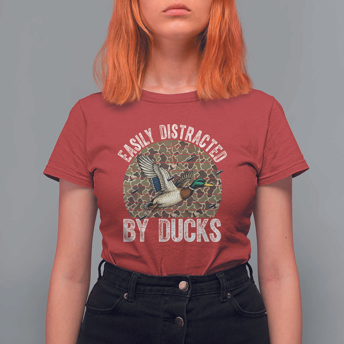 Duck Hunting Gift T Shirt For Women Easily Distracted By Ducks - Wonder Print Shop