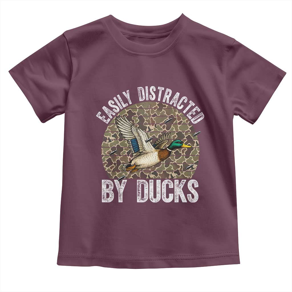 Duck Hunting Gift Toddler T Shirt Easily Distracted By Ducks - Wonder Print Shop