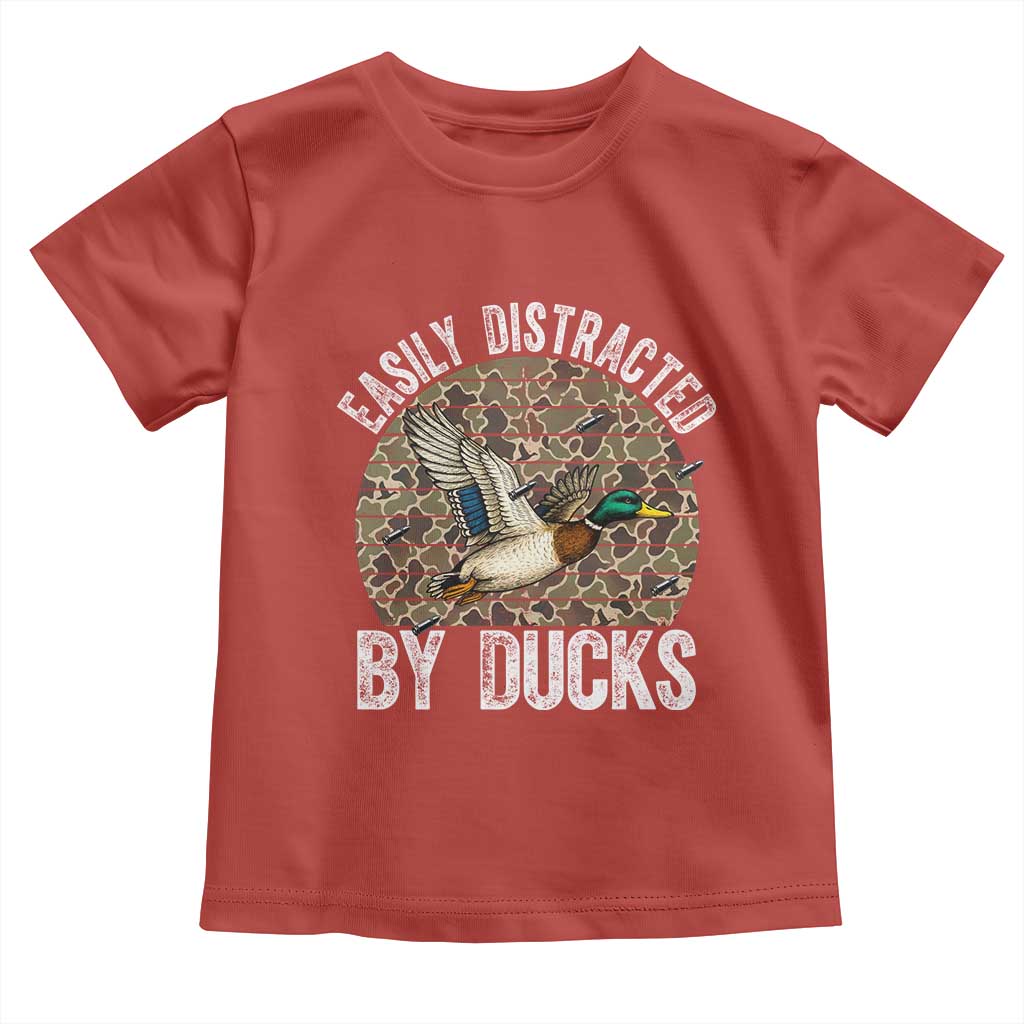 Duck Hunting Gift Toddler T Shirt Easily Distracted By Ducks - Wonder Print Shop