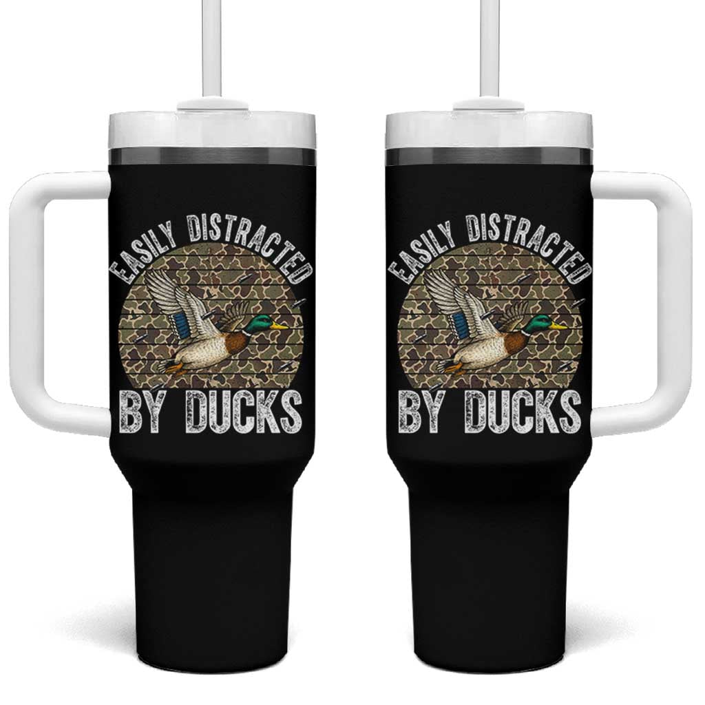 Duck Hunting Gift Tumbler With Handle Easily Distracted By Ducks
