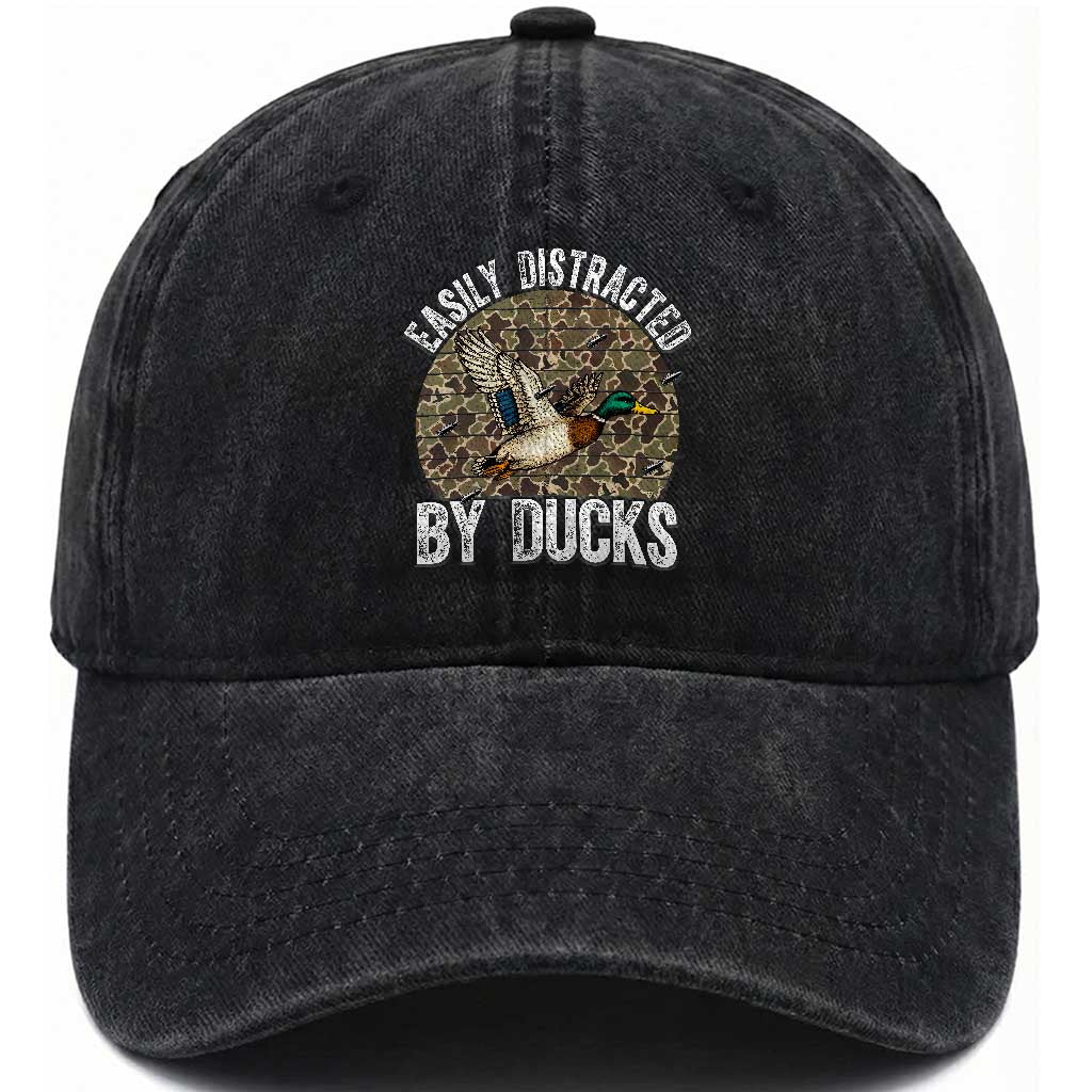 Duck Hunting Gift Washed Cotton Baseball Cap Easily Distracted By Ducks