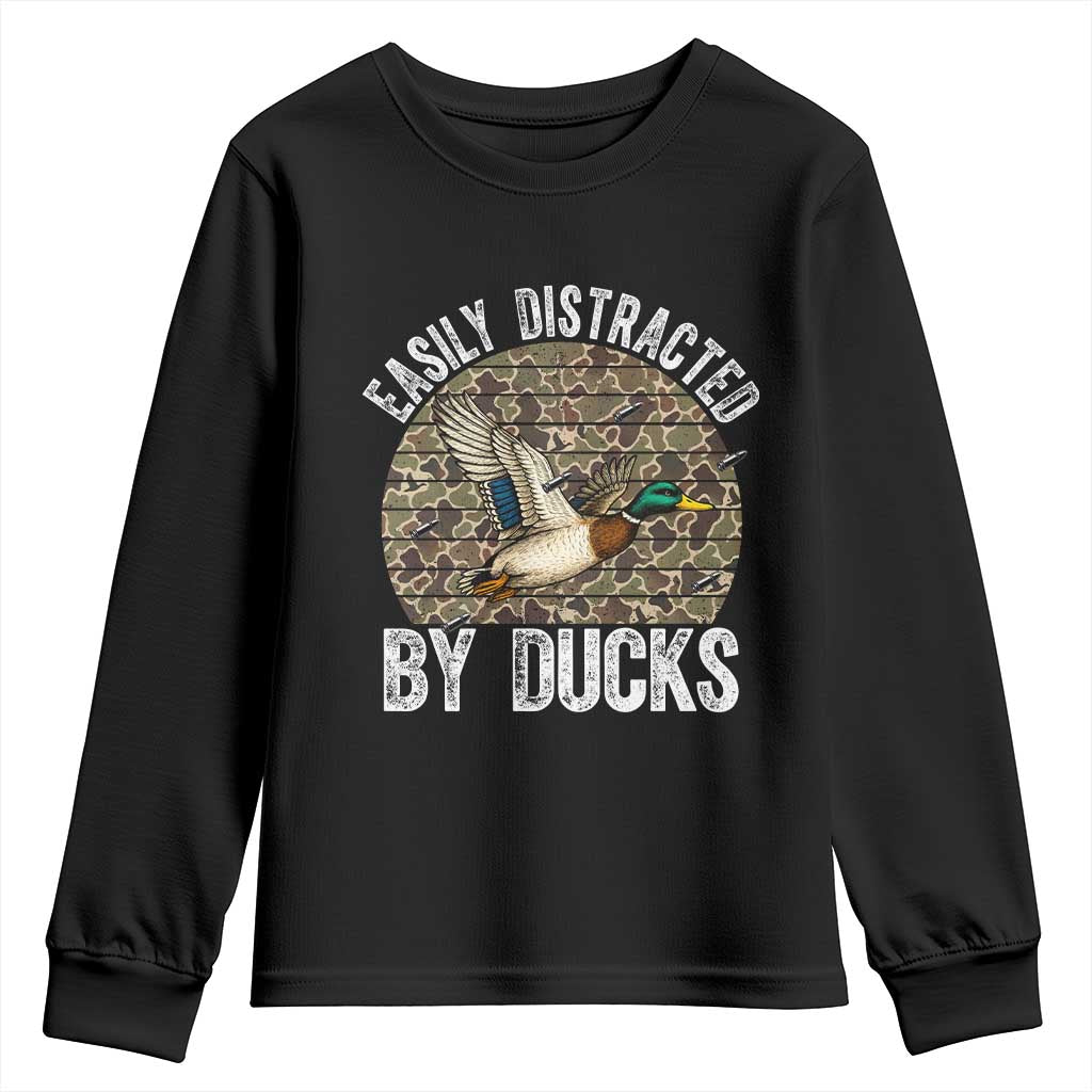 Duck Hunting Gift Youth Sweatshirt Easily Distracted By Ducks - Wonder Print Shop