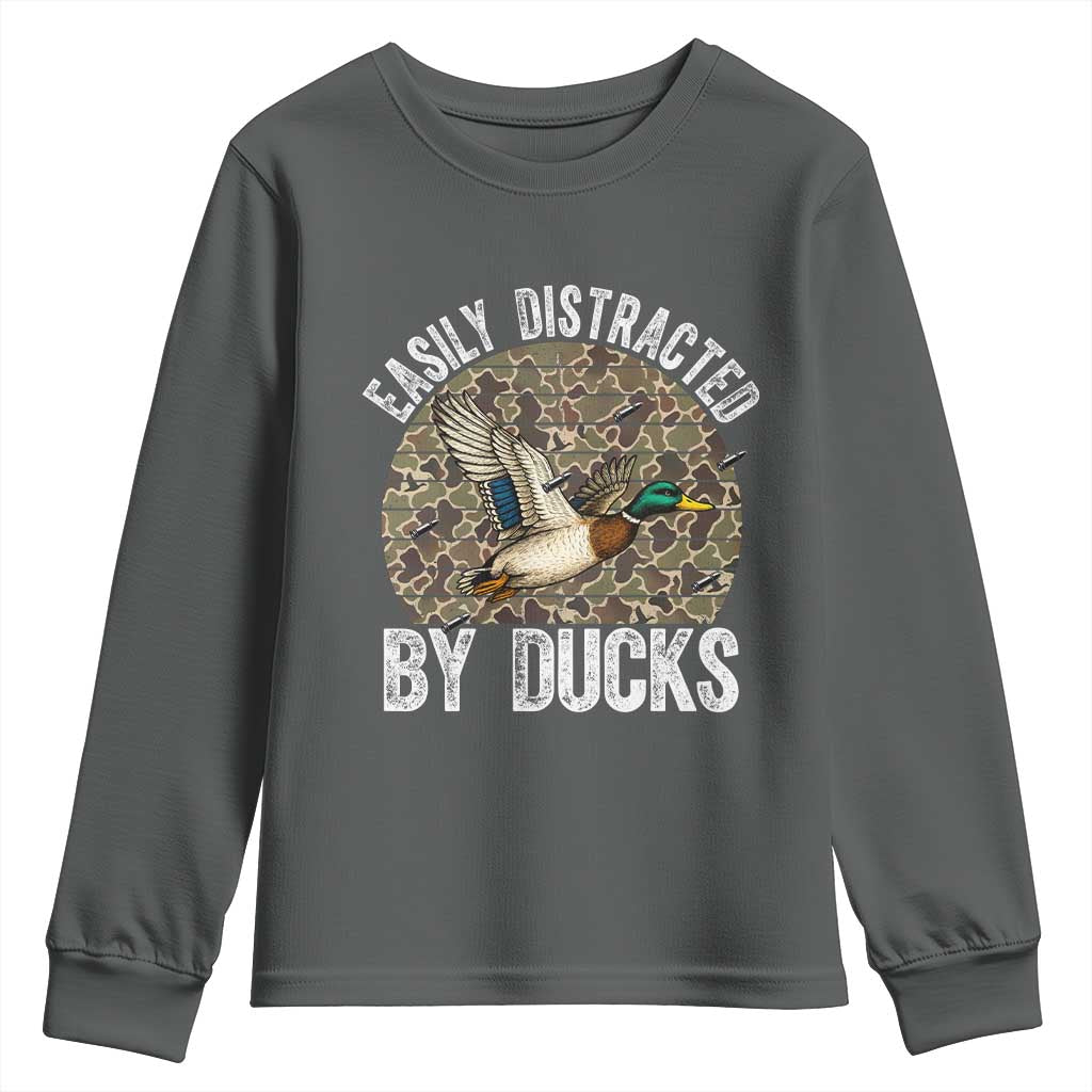 Duck Hunting Gift Youth Sweatshirt Easily Distracted By Ducks - Wonder Print Shop