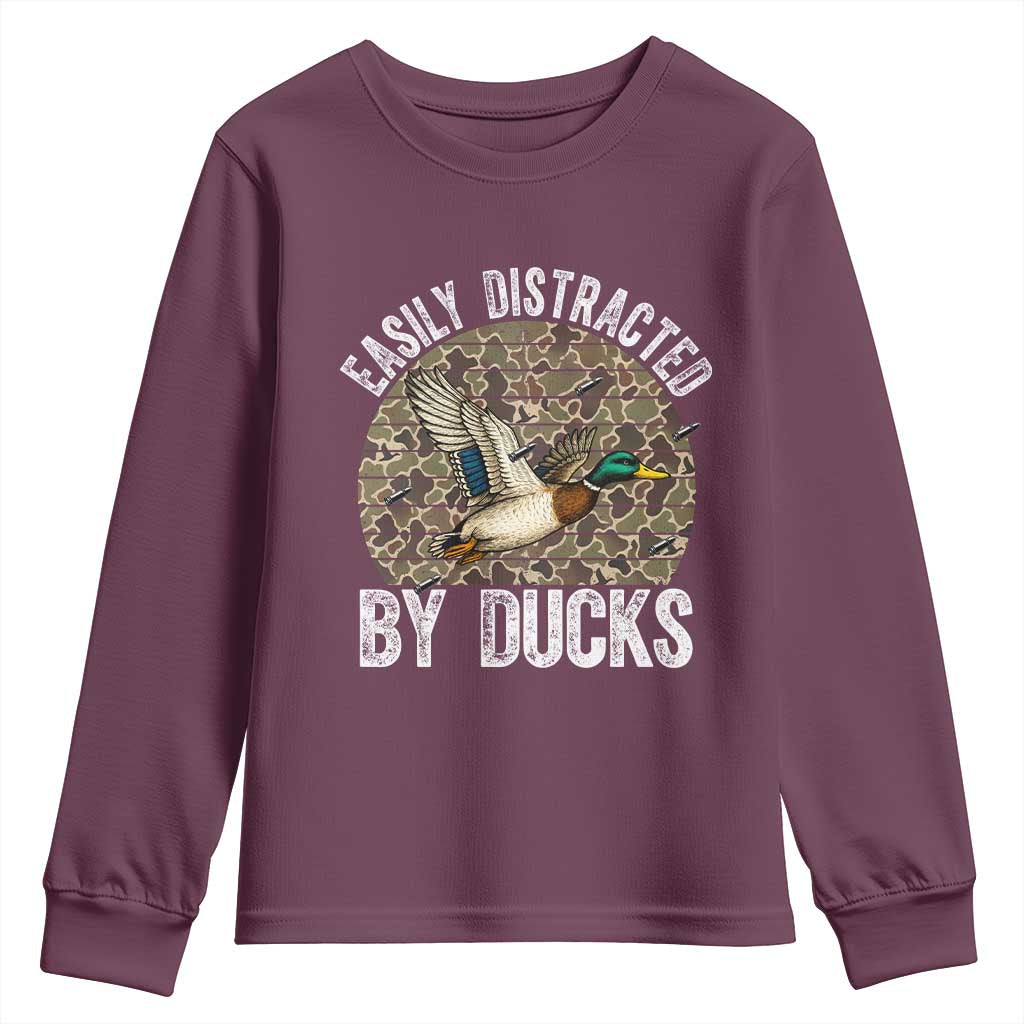 Duck Hunting Gift Youth Sweatshirt Easily Distracted By Ducks - Wonder Print Shop