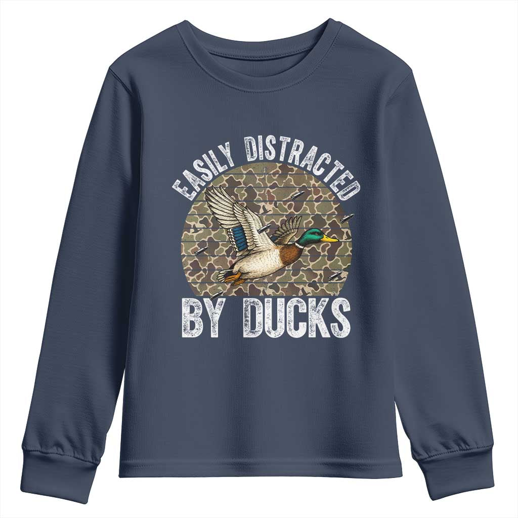 Duck Hunting Gift Youth Sweatshirt Easily Distracted By Ducks - Wonder Print Shop